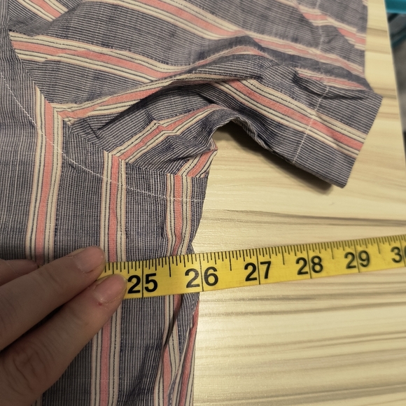 Mens Hart Shaffner Marx XL Blue Pin Striped Salmon White Thick Stripe shirt - Picture 8 of 9